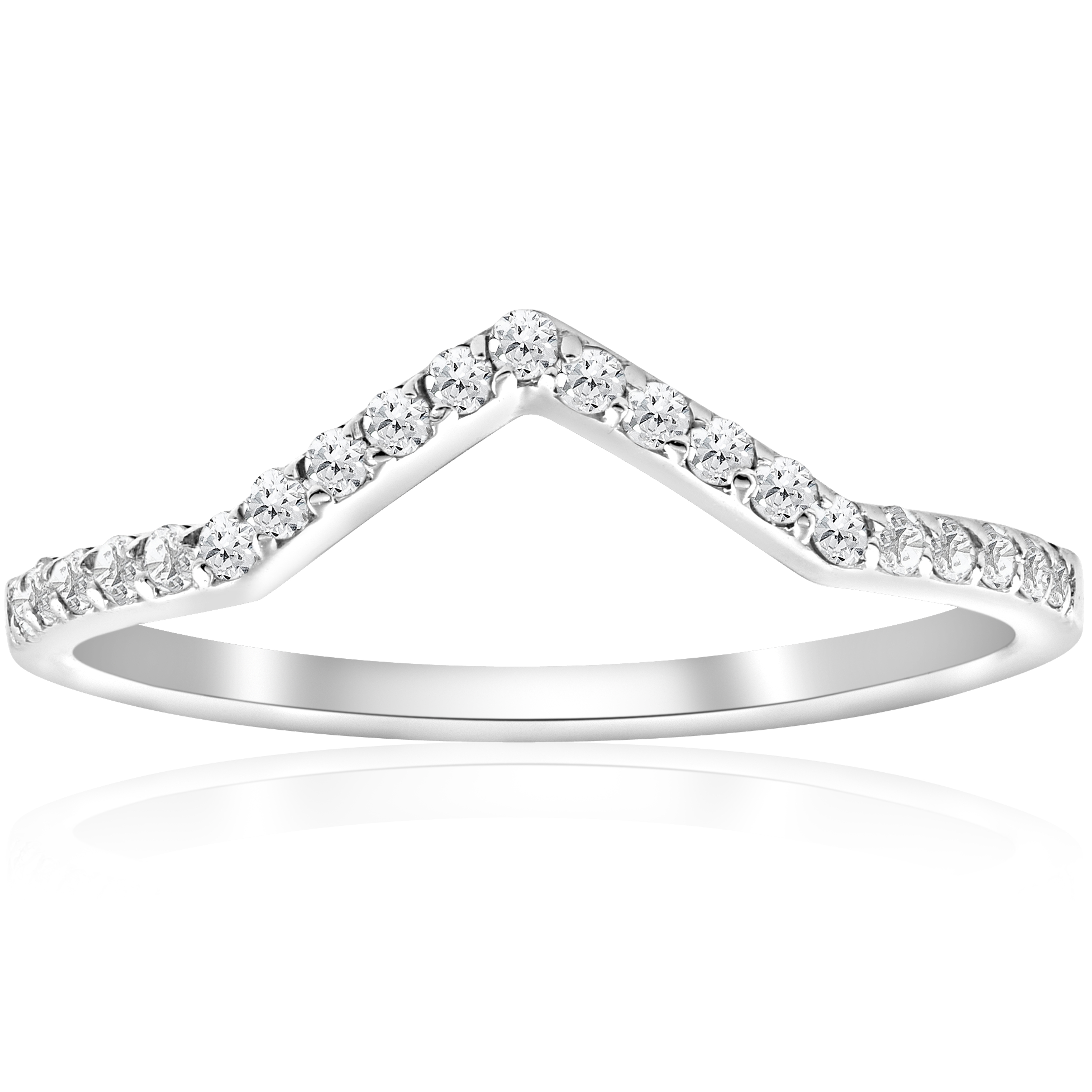 1 4ct Diamond Curved V  Shape  Wedding  Ring  Womens Stackable 