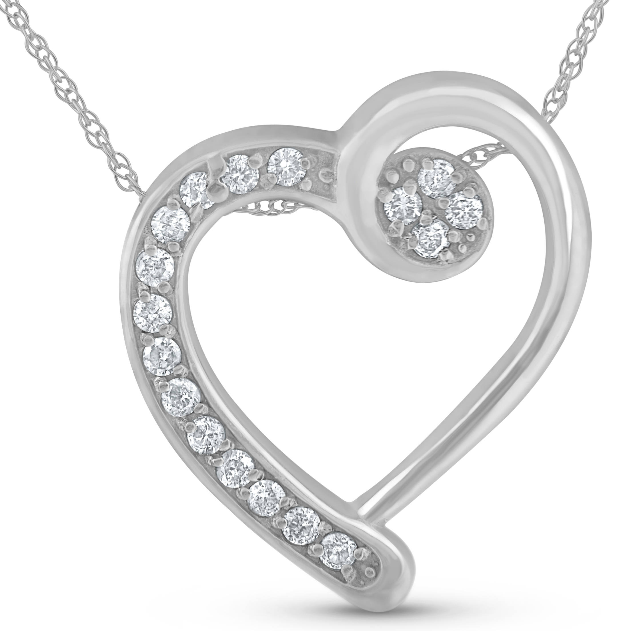 1/4ct Diamond Heart Pendant 14k White Gold | eBay