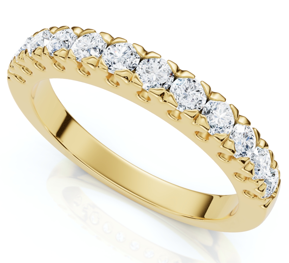 F/VS .50Ct Pave Diamond Wedding Anniversary Stackable Ring Gold Lab Grown - Picture 7 of 7