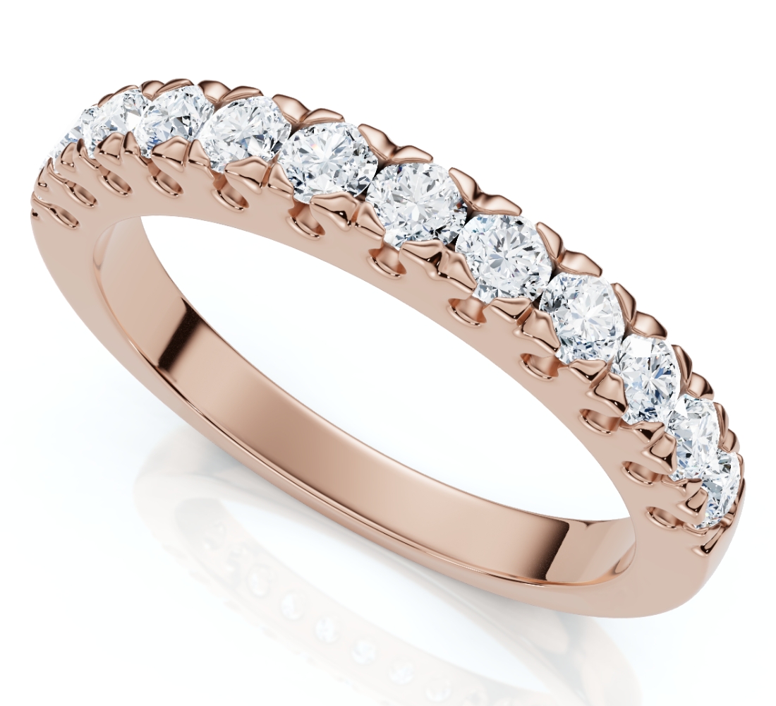 F/VS .50Ct Pave Diamond Wedding Anniversary Stackable Ring Gold Lab Grown - Picture 6 of 7