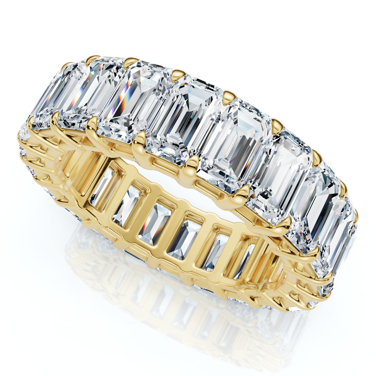 Ewigkeitsring 6 kt Smaragdschliff Diamant 14 kt Gold oder Platin Laborgrown - Bild 7 von 7