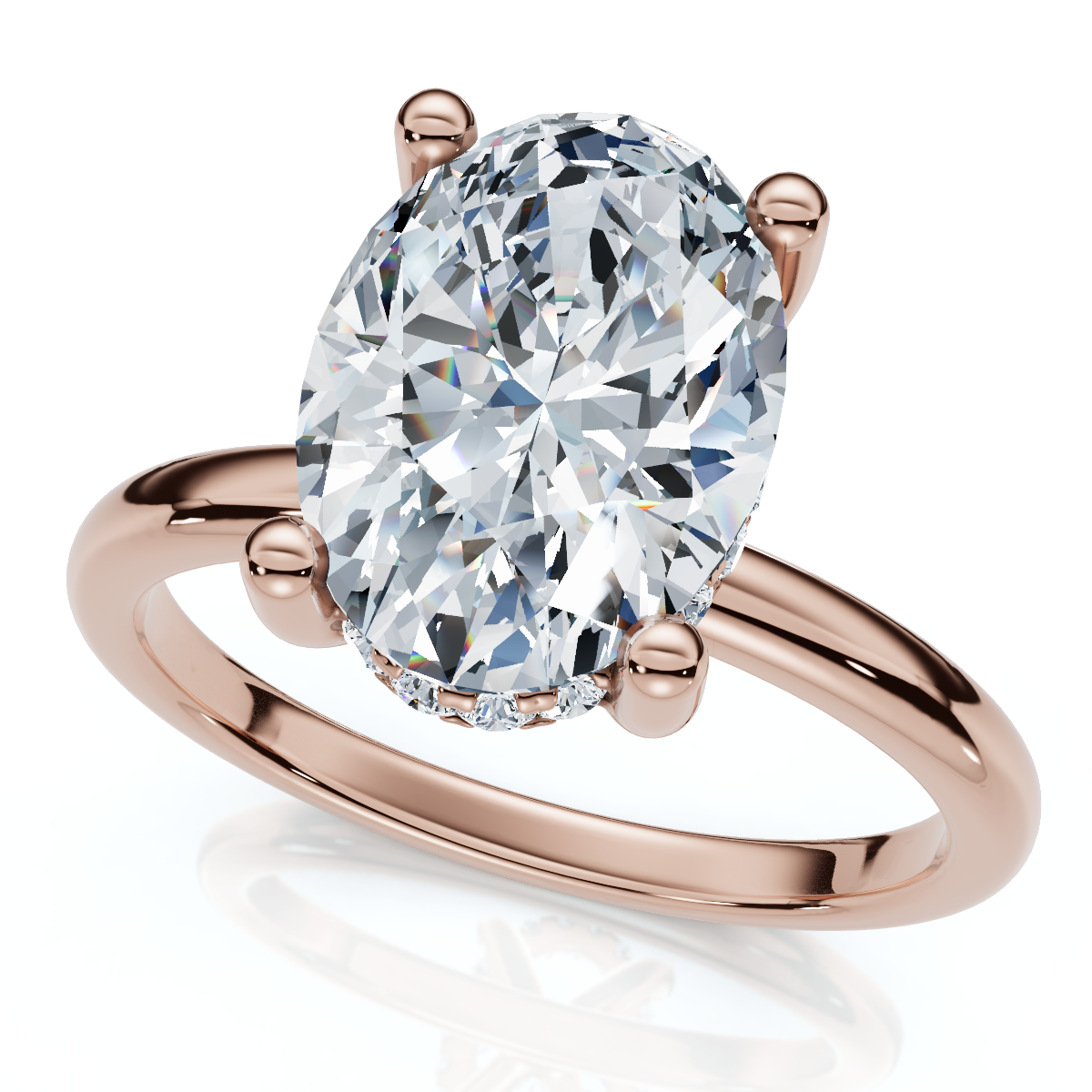 2 1/10 kt ovaler Diamant seitlicher Halo Verlobungsring 14 kt Gold oder Platin im Labor gezüchtet - Bild 6 von 7