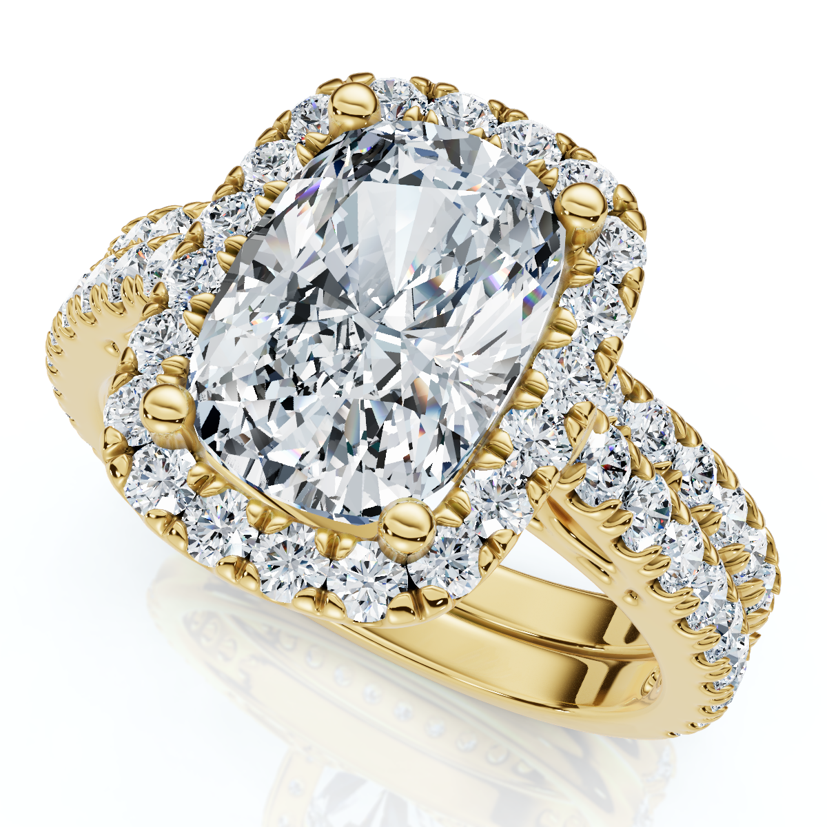 Zertifizierter 2,90 kt Kissen Diamant Verlobungsring Set 14 kt Gold oder Pt Lab Grown - Bild 7 von 7