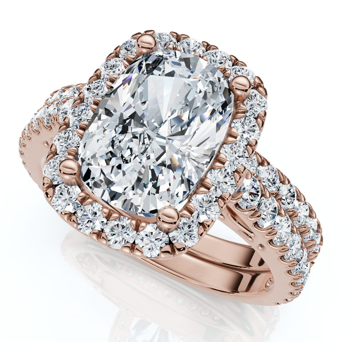 Zertifizierter 2,90 kt Kissen Diamant Verlobungsring Set 14 kt Gold oder Pt Lab Grown - Bild 6 von 7