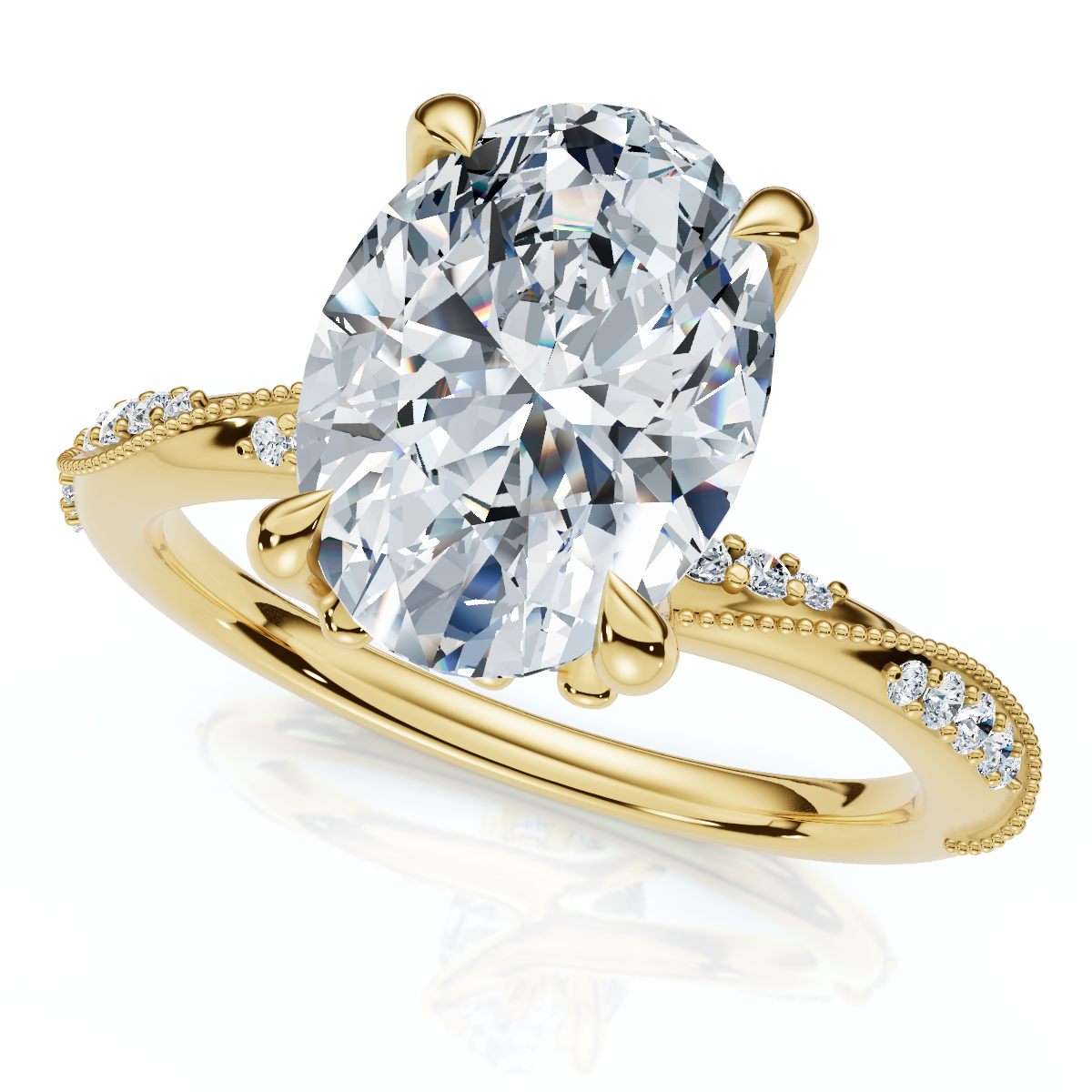 2 1/5 Karat ovaler Diamant Verlobungsring Kamelie 14 Karat Gold Lab Grown - Bild 7 von 7