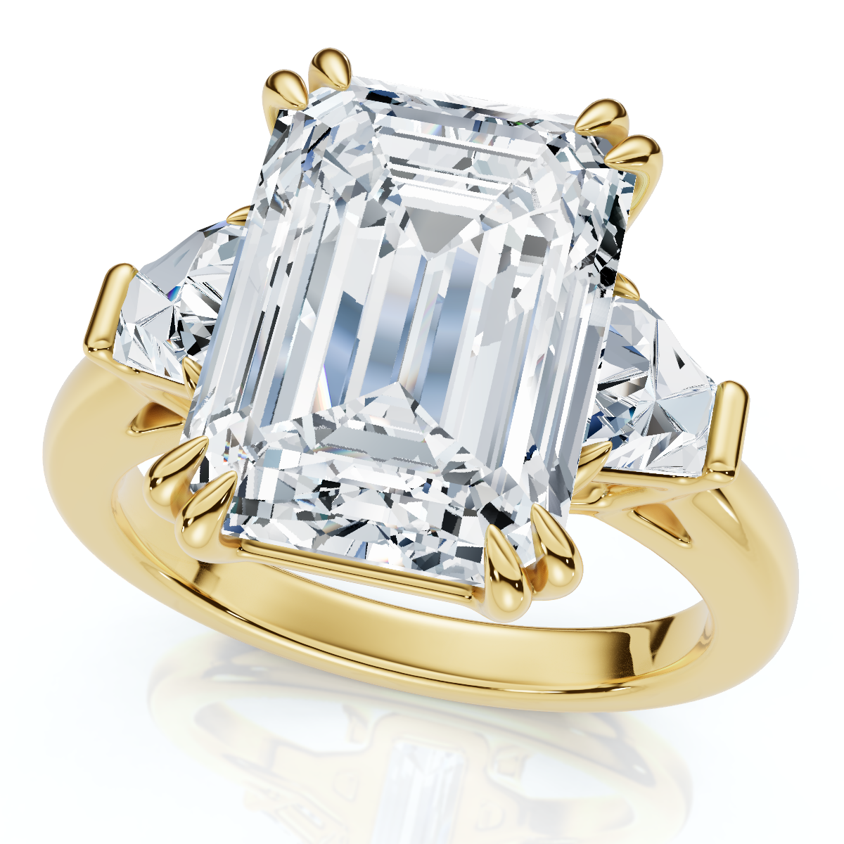Anillo de compromiso certificado de diamantes esmeralda de 4,40 quilates de oro de 14 k o platino cultivado en laboratorio - Imagen 7 de 7