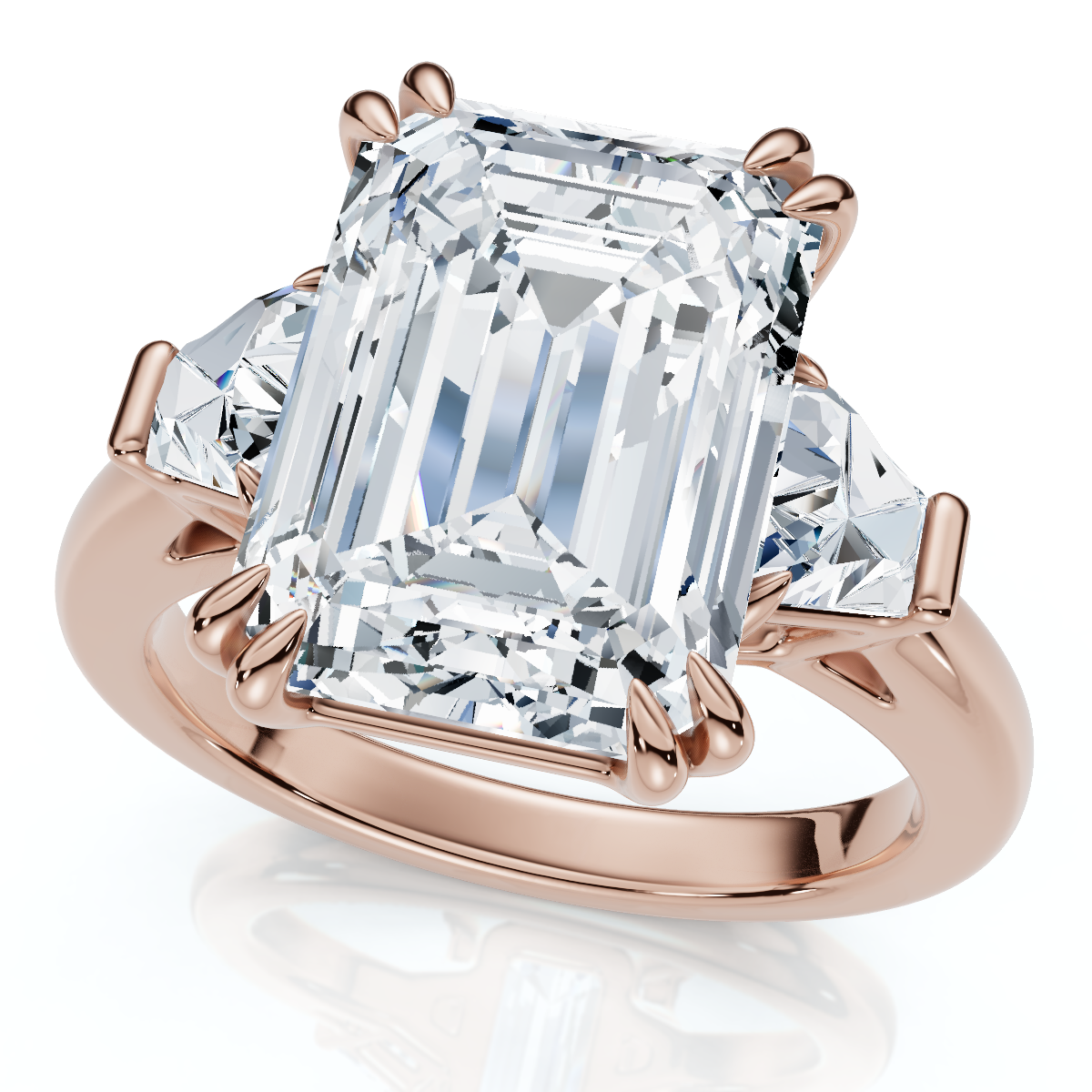 Anillo de compromiso certificado de diamantes esmeralda de 4,40 quilates de oro de 14 k o platino cultivado en laboratorio - Imagen 6 de 7