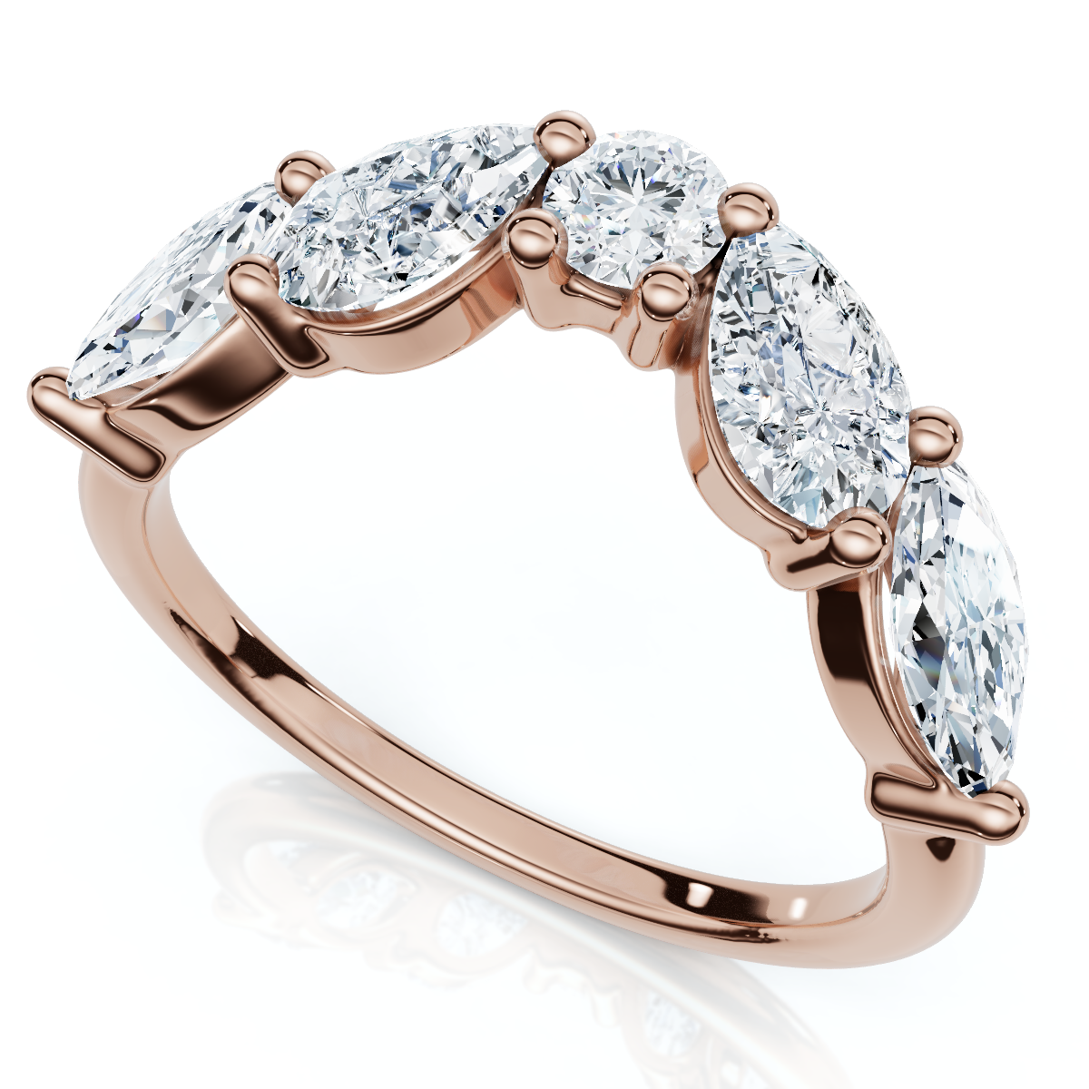 1Ct Contoured Diamond Wedding Ring Guard Band 14k Gold or Platinum Lab Grown