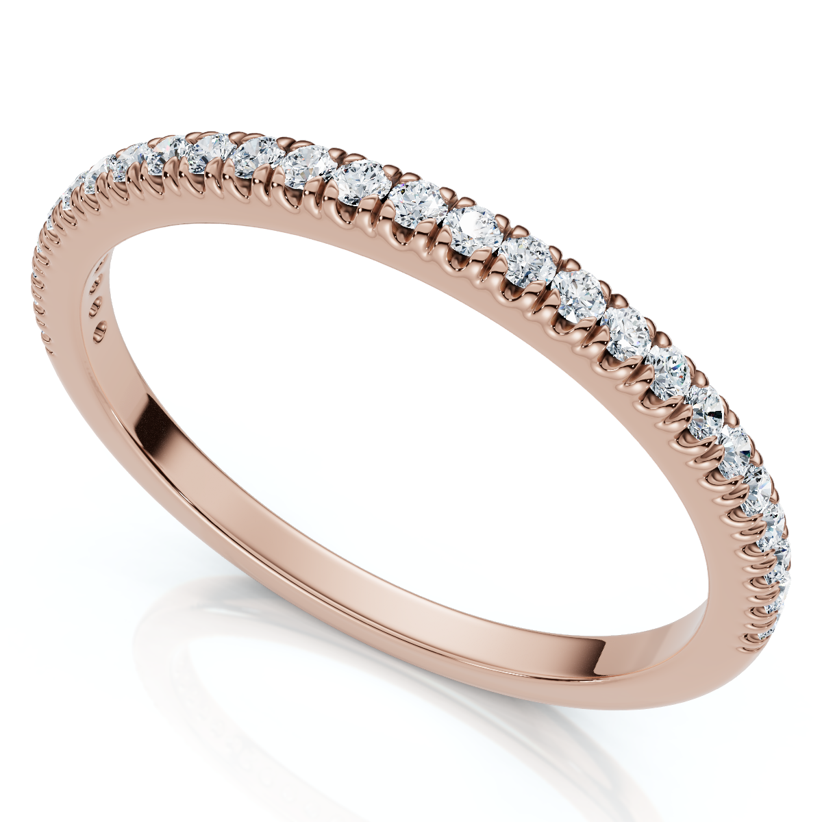 Pavé Diamond Thin Stackable Wedding Ring 14k Gold or Platinum Lab Grown EF/VS