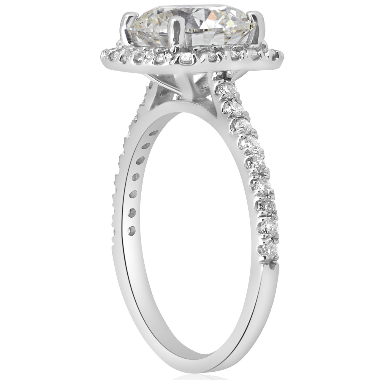 3 1/2Ct Diamond Cushion Halo Engagement Ring 14k White Gold Lab Grown - Picture 8 of 39