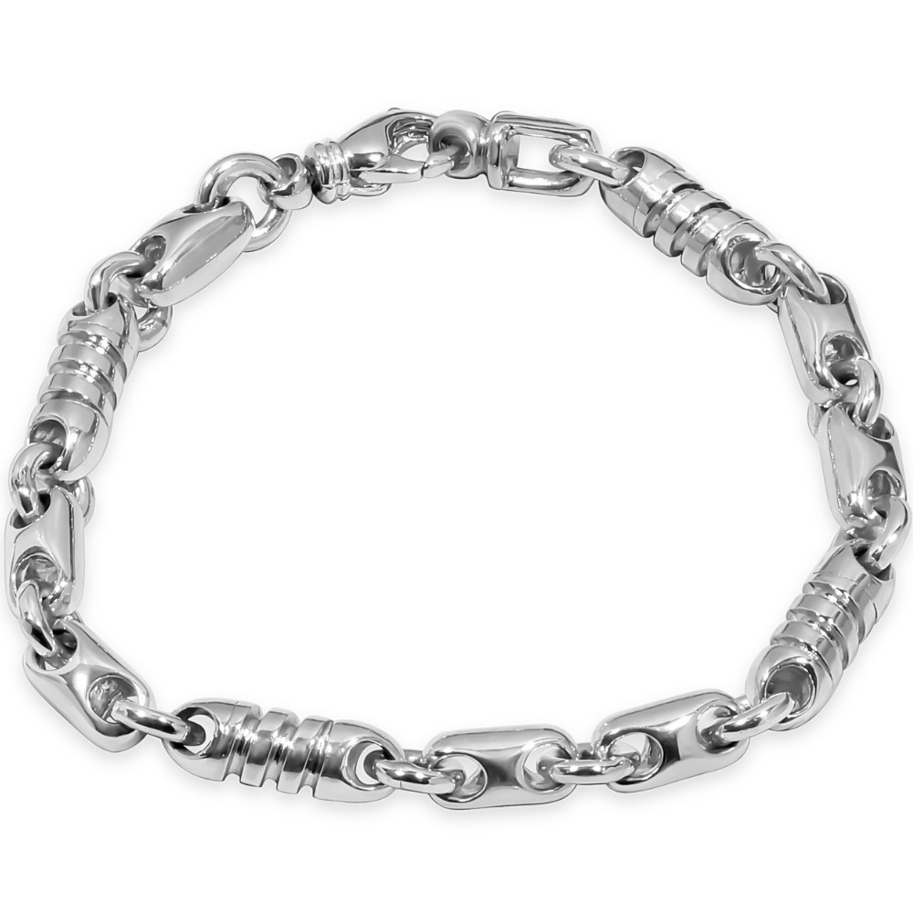 Men’s Mariner With Ribbed/Rolo Links 14k Gold (50gram) or Platinum (80gram)