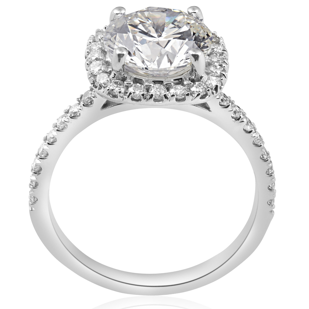 3 1/2Ct Diamond Cushion Halo Engagement Ring 14k White Gold Lab Grown - Picture 9 of 39