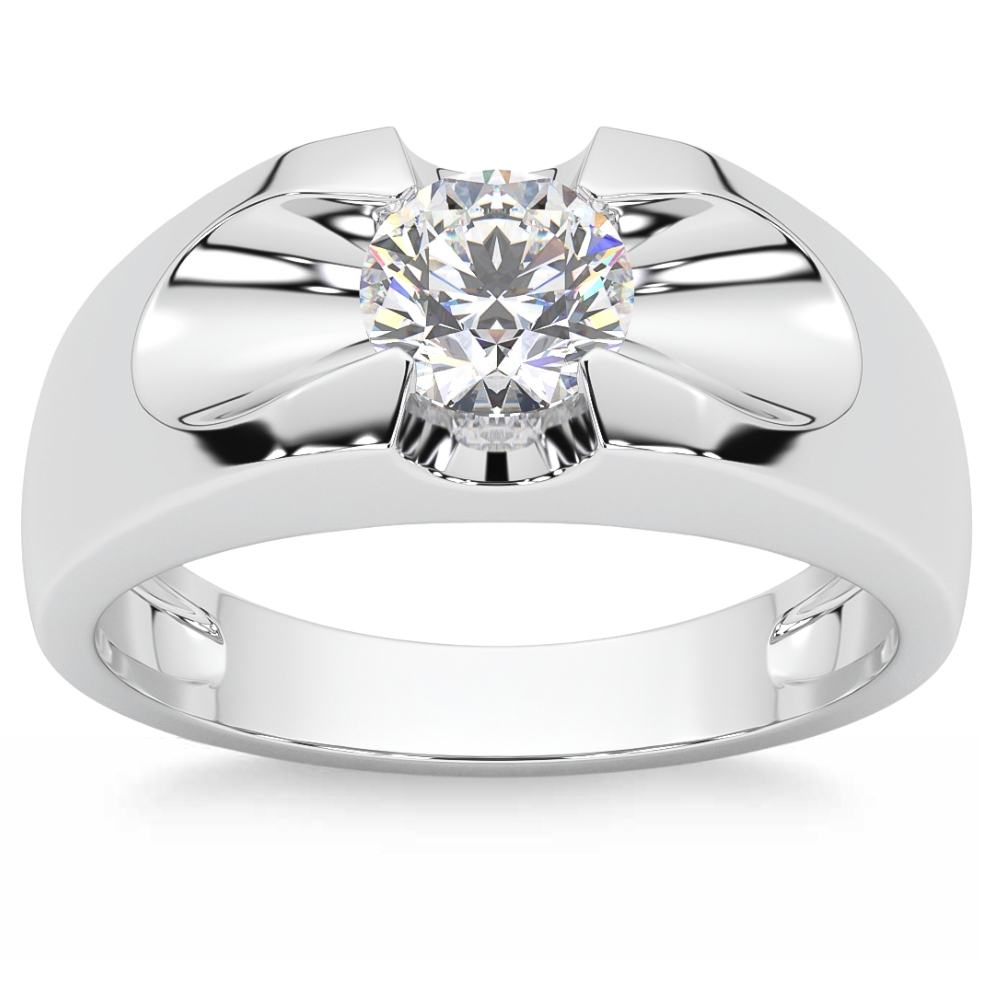 Men's 3/4Ct Solitaire Diamond Wedding Anniversary Ring 14k Gold Band Lab Grown - Picture 8 of 9