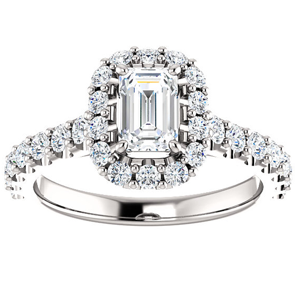 F/VS 1.75 Ct Emerald Diamond Halo Engagement Ring 14k White Gold Lab Grown - Picture 16 of 17