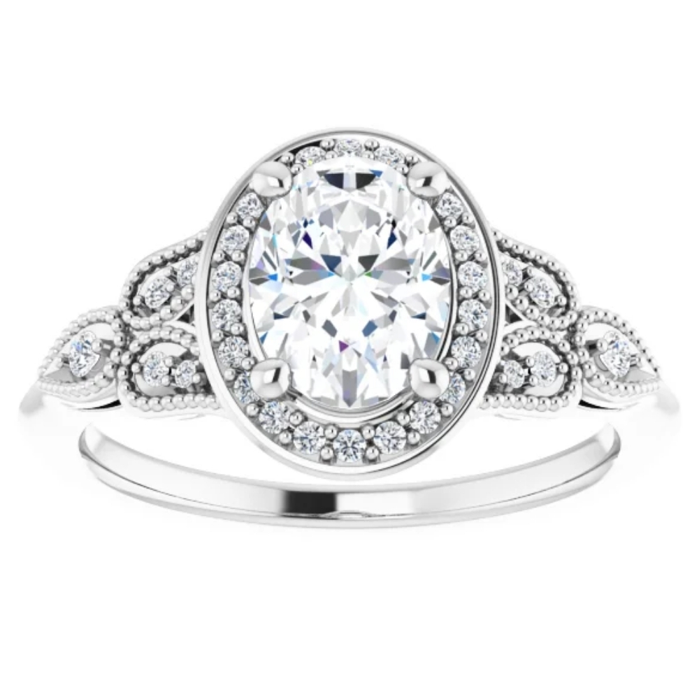 1 1/3 Ct Oval Diamond Halo Engagement Ring 14k White Gold Lab Grown - Picture 15 of 17