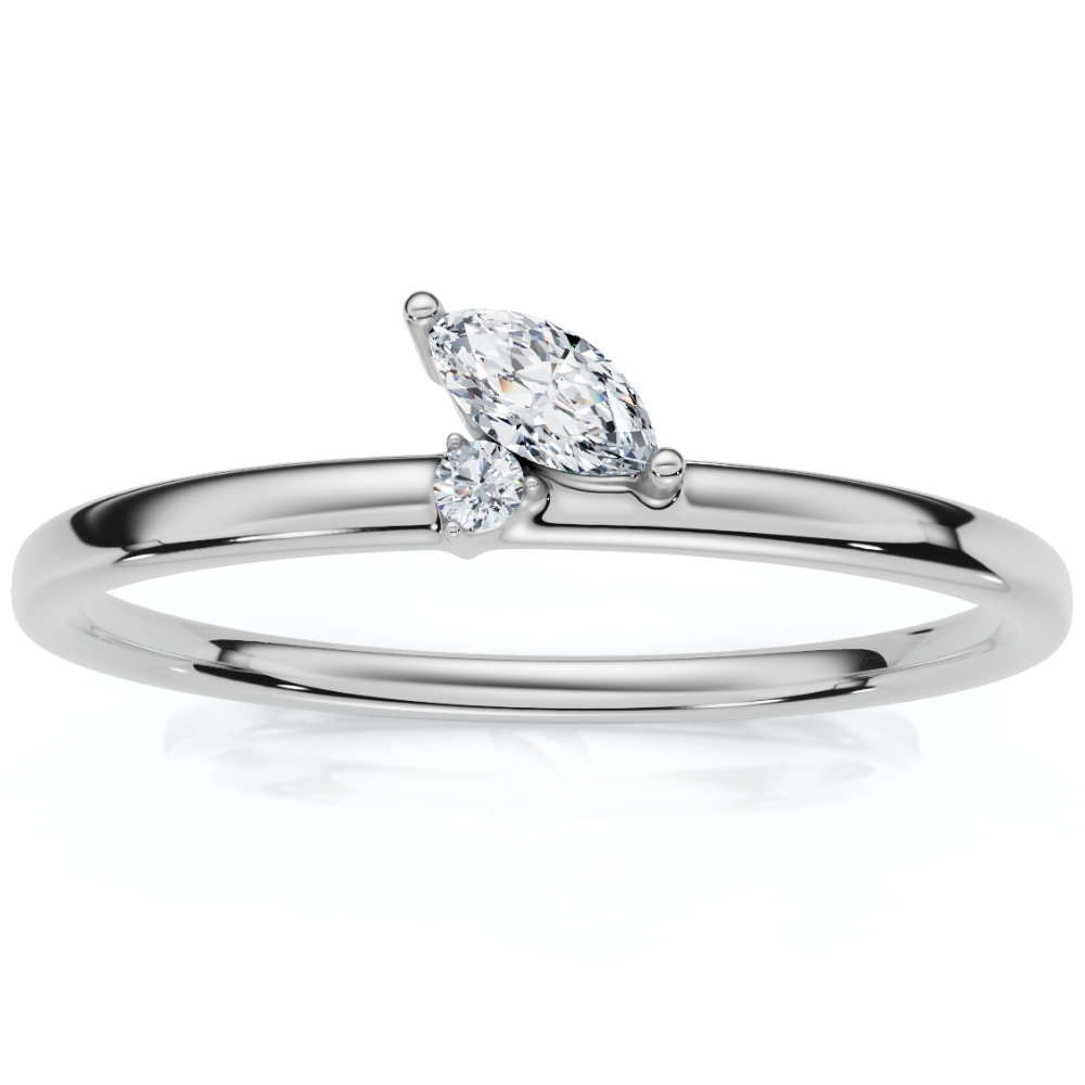 Marquise Diamond Stackable Wedding Ring Women's Anniversary Band 14k Gold - Picture 8 of 9