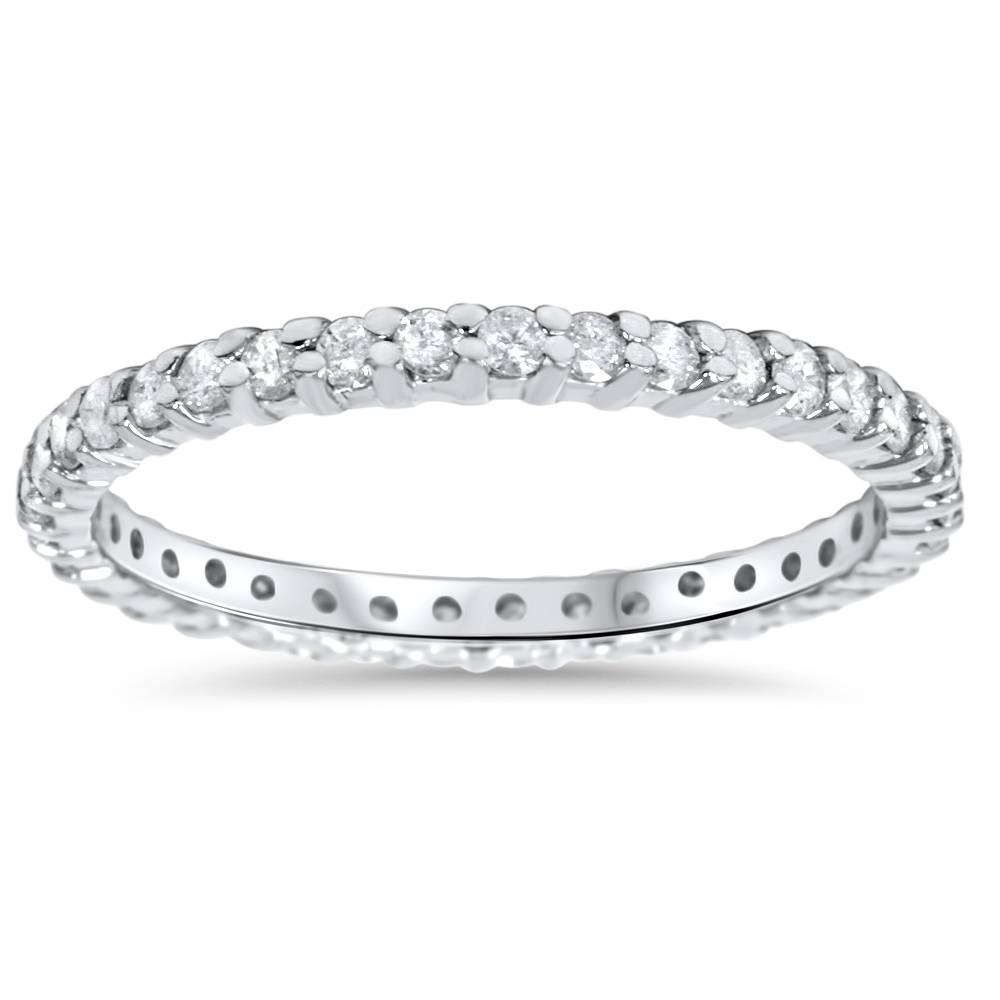 1/2CT Diamond Eternity Ring 10k White Gold Womens Stackable Engagement Band - Picture 14 of 16