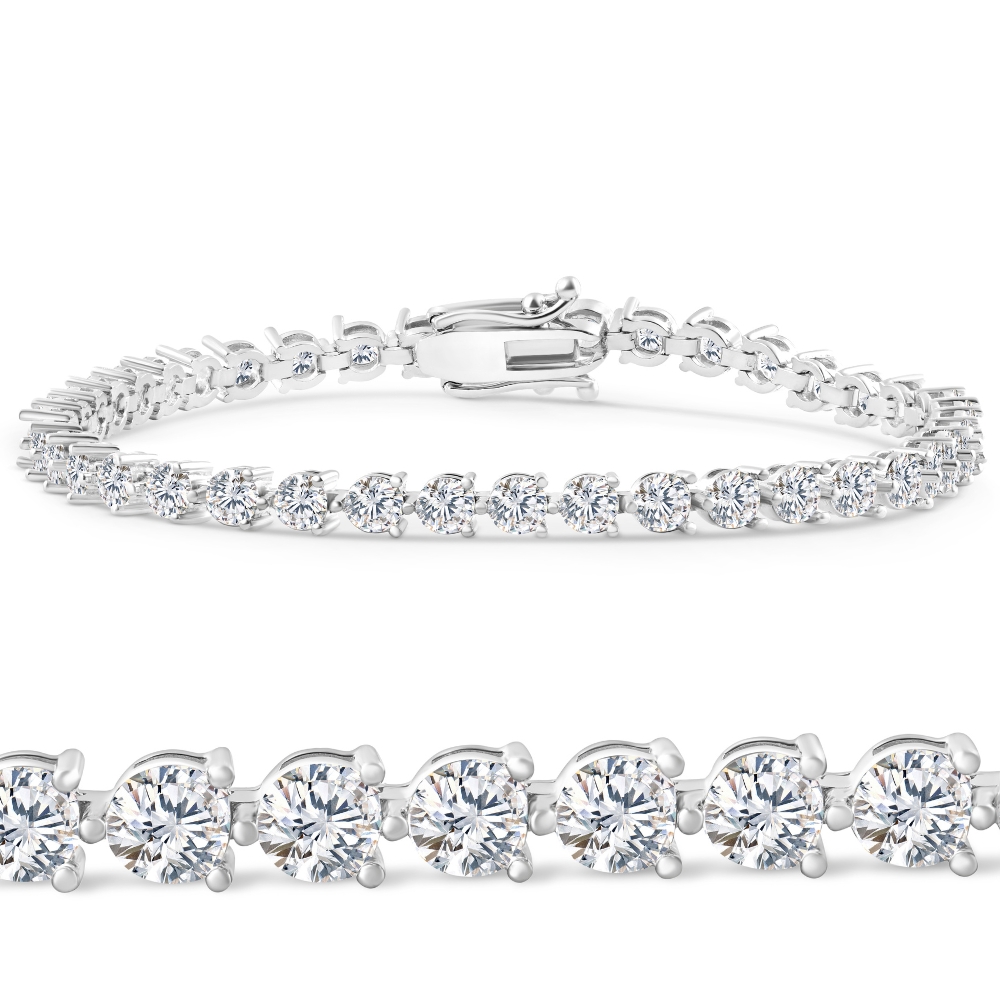 3.30 - 8.20Ct TW Diamond 3-Prong Tennis Bracelet 7" 14k Gold Lab Grown - Picture 6 of 8