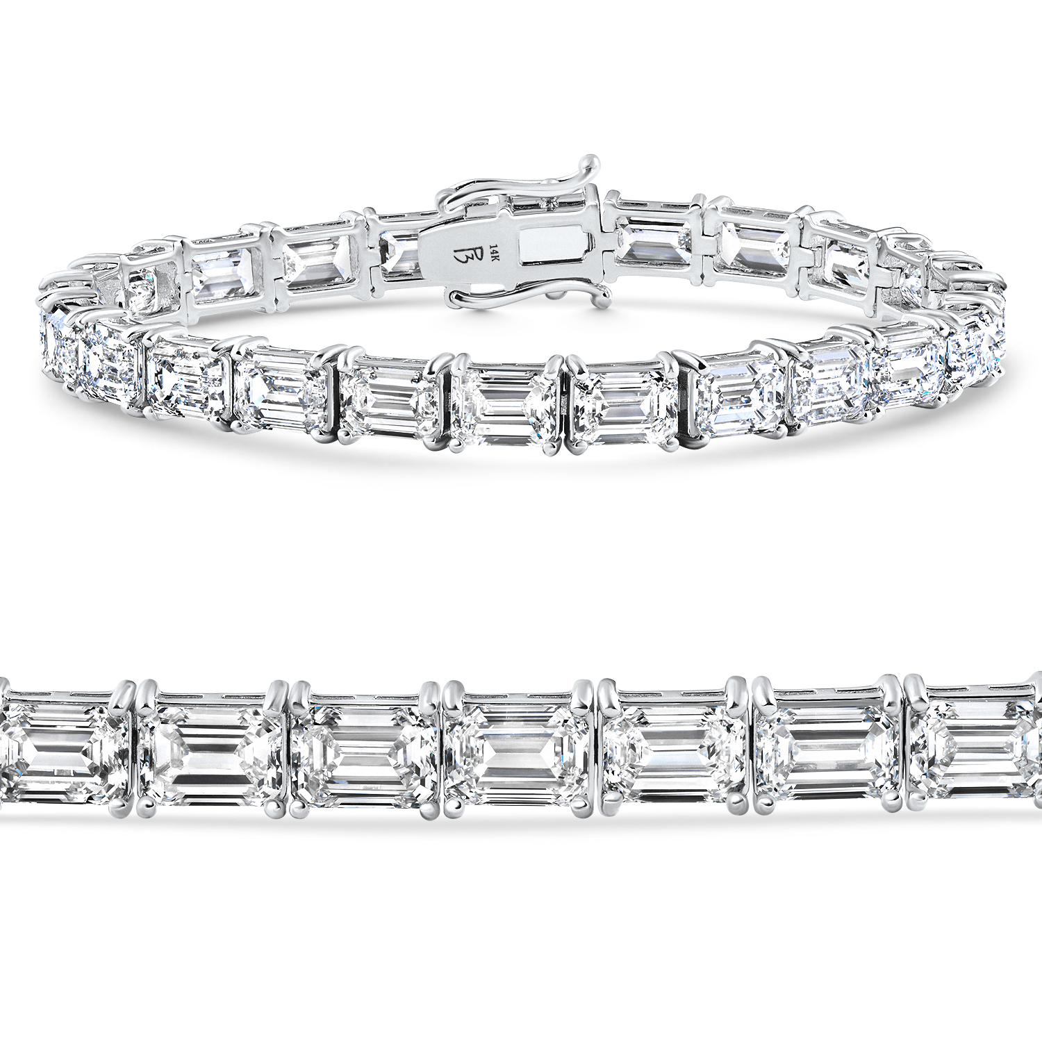 VS 10 - 26Ct Emerald Cut Diamond East West Tennis Bracelet
