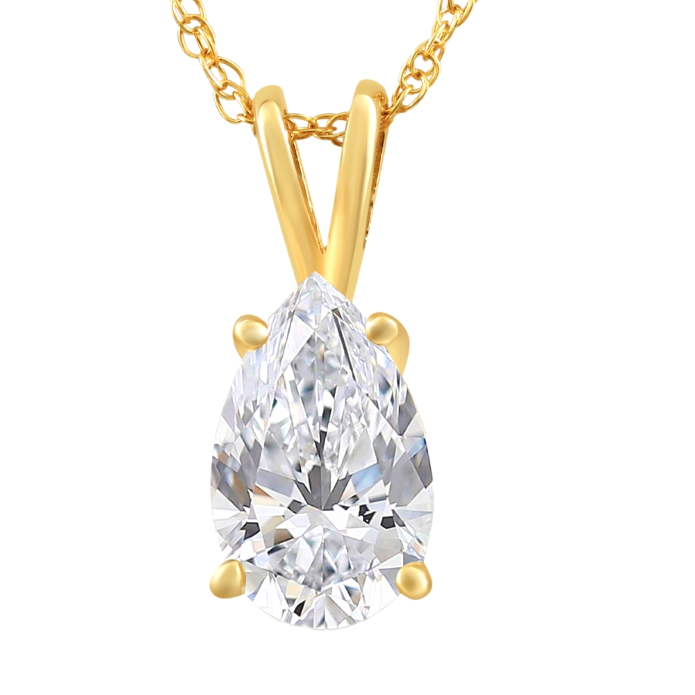 Certified 1 - 4Ct Pear Solitaire Pendant 14k Gold Women's 18" Necklace Lab Grown - Picture 9 of 9