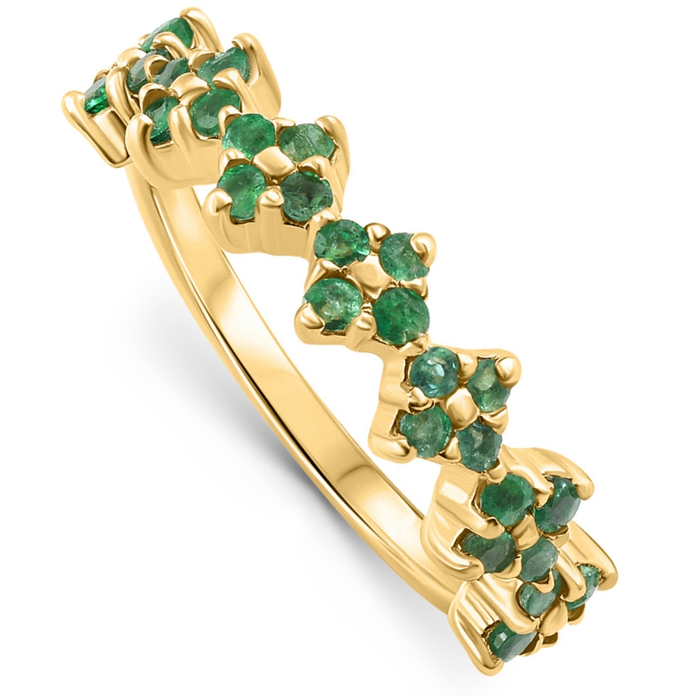 1/2Ct Natural Emerald Wedding Ring Anniversary Stackable 14k Yellow Gold Band - Picture 11 of 16
