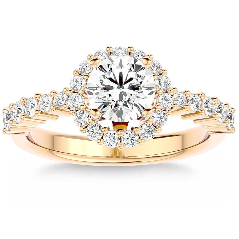 VS Halo Diamond & Moissanite Engagement Ring in White, Yellow, or Rose Gold - Picture 9 of 9